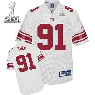 Jerseys Factory Cheap Giants #91 Justin Tuck White Super Bowl XL