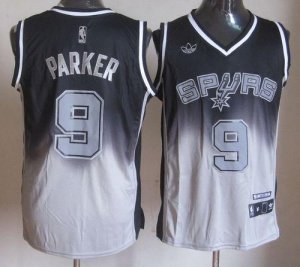 Jerseys Factory Cheap Spurs #9 Tony Parker Black/Grey Fadeaway F