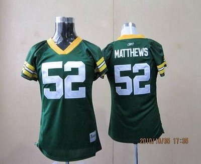 Jerseys Factory Cheap Packers #52 Clay Matthews Green Women's Fi