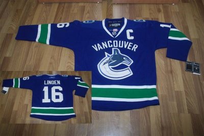 Jerseys Factory Cheap Canucks #16 Trevor Linden Embroidered Blue