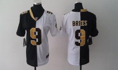 Jerseys Factory Cheap Nike Saints #9 Drew Brees Black/White Wome