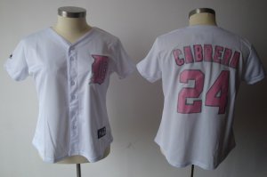 Jerseys Factory Cheap Tigers #24 Miguel Cabrera White Pink Numbe