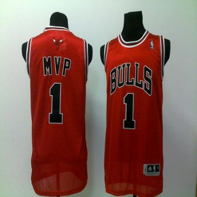 Jerseys Factory Cheap Bulls #1 Derrick Rose Red MVP Embroidered