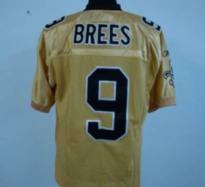 Jerseys Factory Cheap Saints #9 Drew Brees Gold Stitched NFL Jer