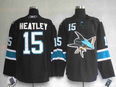 Jerseys Factory Cheap Sharks #15 Dany Heatley Embroidered Black