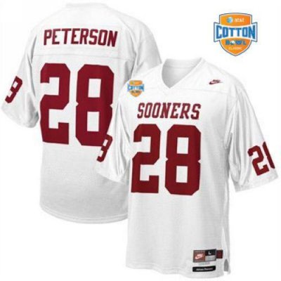 Jerseys Factory Cheap Sooners #28 Adrian Peterson White AT&T Cot