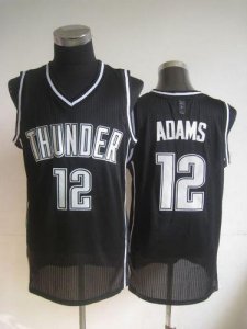 Jerseys Factory Cheap Thunder #12 Steven Adams Black Shadow Stit