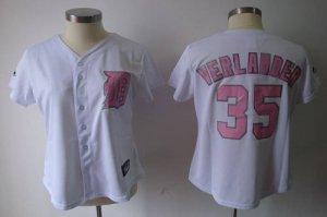 Jerseys Factory Cheap Tigers #35 Justin Verlander White Pink Num