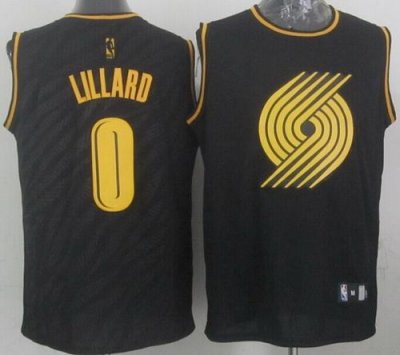 Jerseys Factory Cheap Blazers #0 Damian Lillard Black Precious M