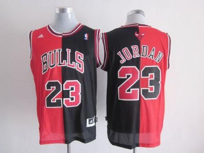 Jerseys Factory Cheap Bulls #23 Michael Jordan Black/Red Split F