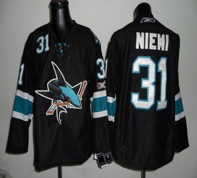 Jerseys Factory Cheap Sharks #31 Antti Niemi Black Embroidered N