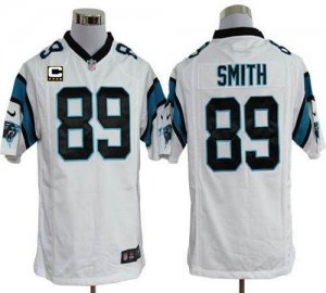 Jerseys Factory Cheap Nike Panthers #89 Steve Smith White With C