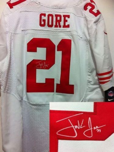 Jerseys Factory Cheap Nike 49ers #21 Frank Gore White Men's Embr