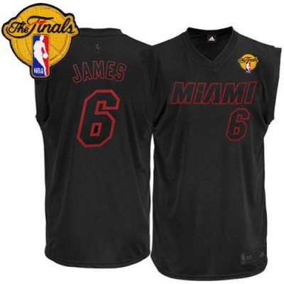 Jerseys Factory Cheap Heat #6 LeBron James Black on Black With F