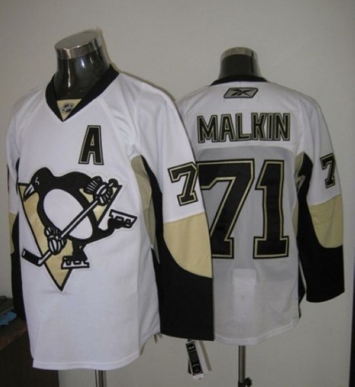 Jerseys Factory Cheap Penguins #71 Evgeni Malkin Embroidered Whi - Click Image to Close