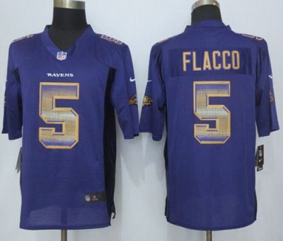 Jerseys Factory Cheap Nike Ravens #5 Joe Flacco Purple Team Colo