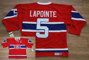 Jerseys Factory Cheap Canadiens #5 Guy Lapointe Embroidered Red