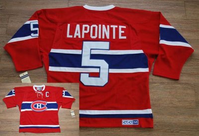 Jerseys Factory Cheap Canadiens #5 Guy Lapointe Embroidered Red