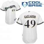 Jerseys Factory Cheap Brewers #49 Yovani Gallardo White Cool Bas