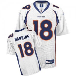 Jerseys Factory Cheap Broncos #18 Peyton Manning White Embroider