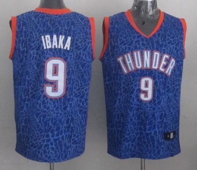 Jerseys Factory Cheap Thunder #9 Serge Ibaka Blue Crazy Light St