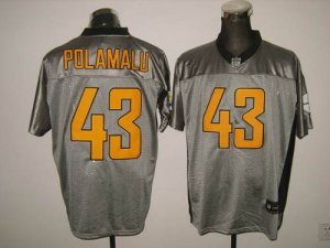 Jerseys Factory Cheap Steelers #43 Troy Polamalu Grey Shadow Sti