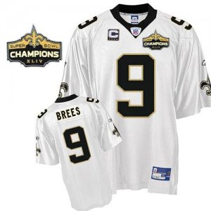 Jerseys Factory Cheap Saints #9 Drew Brees White Super Bowl XLIV