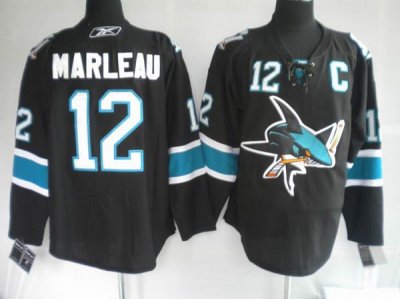Jerseys Factory Cheap Sharks #12 Patrick Marleau Embroidered Bla