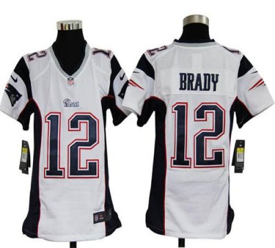 Jerseys Factory Cheap Nike Patriots #12 Tom Brady White Youth Em