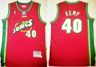 Jerseys Factory Cheap Thunder #40 Shawn Kemp Red SuperSonics Thr