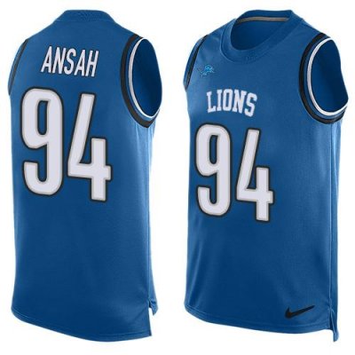 Jerseys Factory Cheap Nike Lions #94 Ziggy Ansah Blue Team Color