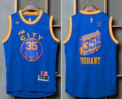 Jerseys Factory Cheap Warriors #35 Kevin Durant Blue Throwback T