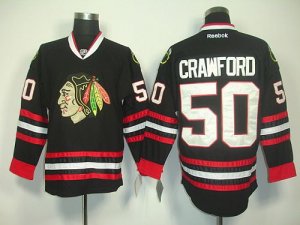 Jerseys Factory Cheap Blackhawks #50 Corey Crawford Black Embroi