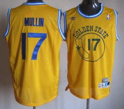 Jerseys Factory Cheap Warriors #17 Chris Mullin Gold Throwback S