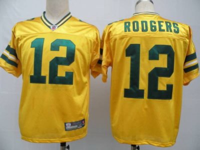Jerseys Factory Cheap Packers #12 Aaron Rodgers Yellow Stitched