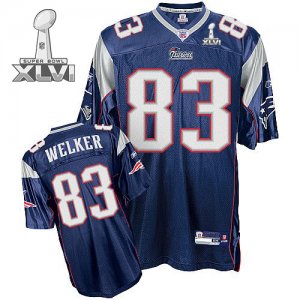 Jerseys Factory Cheap Patriots #83 Wes Welker Blue Super Bowl XL