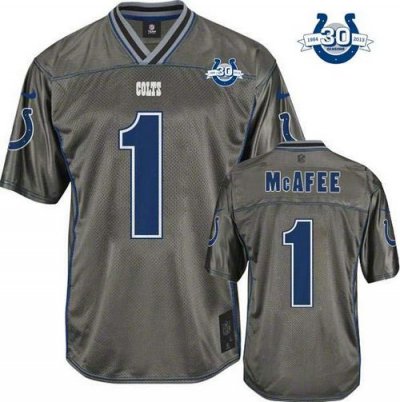 Jerseys Factory Cheap Nike Colts #1 Pat McAfee Grey With 30TH Se