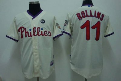 Jerseys Factory Cheap Phillies #11 Jimmy Rollins Embroidered Cre