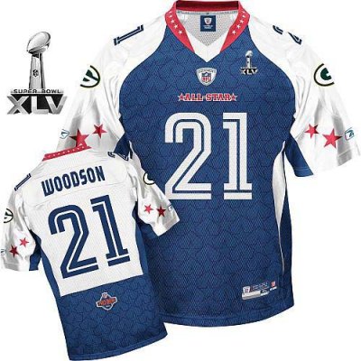 Jerseys Factory Cheap Packers #21 Charles Woodson Blue 2010 Pro