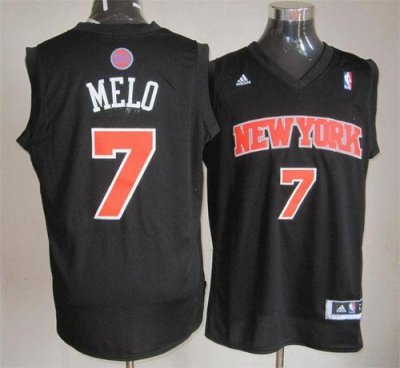 Jerseys Factory Cheap Knicks #7 Carmelo Anthony Black Melo Fashi
