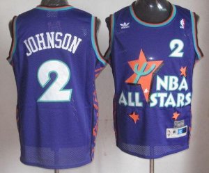 Jerseys Factory Cheap Hornets #2 Larry Johnson Purple 1995 All S