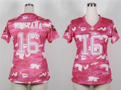 Jerseys Factory Cheap Nike 49ers #16 Joe Montana Pink Women's Em