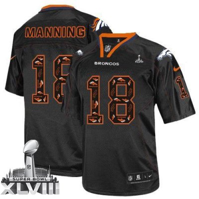 Jerseys Factory Cheap Nike Broncos #18 Peyton Manning New Lights