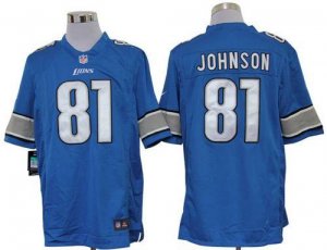 Jerseys Factory Cheap Nike Lions #81 Calvin Johnson Blue Team Co