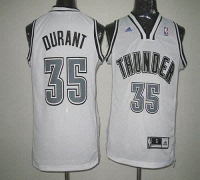 Jerseys Factory Cheap Thunder #35 Kevin Durant White on White St