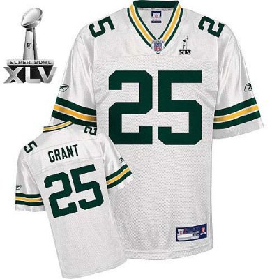 Jerseys Factory Cheap Packers #25 Ryan Grant White Super Bowl XL