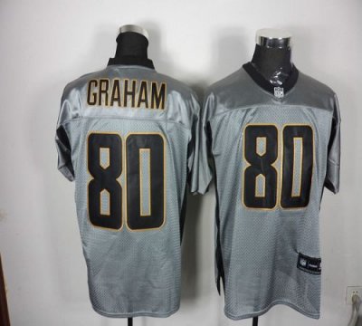 Jerseys Factory Cheap Saints #80 Jimmy Graham Grey Shadow Stitch