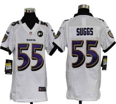 Jerseys Factory Cheap Nike Ravens #55 Terrell Suggs White With A