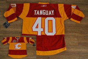 Jerseys Factory Cheap Flames #40 Alex Tanguay Embroidered Red/Or