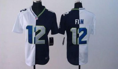 Jerseys Factory Cheap Nike Seahawks #12 Fan Steel Blue/White Wom